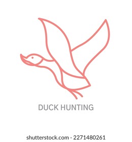 flying duck hunting duck icon with line vector
