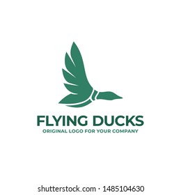 Flying Duck logo design can be used as symbols, brand identity, company logo, icons, or others. Color and text can be changed according to your need. Animal /bird logo design inspiration.