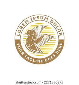 plantilla de diseño del logotipo del pato volante con fondo oscuro