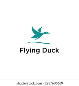 flying duck mallard migration logo design template vector