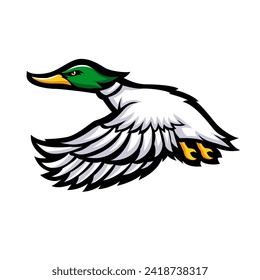 Concepto de ilustración del logo de la mascota del pato volador