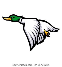 Flying duck mascot logo illustration concept