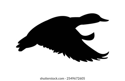 Flying Duck Silhouette Design  And Vector Illustration. 
