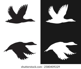 flying duck silhouette. free vector illustration