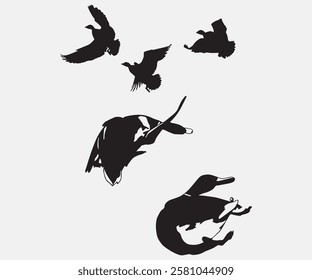 flying duck silhouette. free vector illustartion