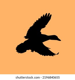 Flying Duck Silhouette Stock Illustration.