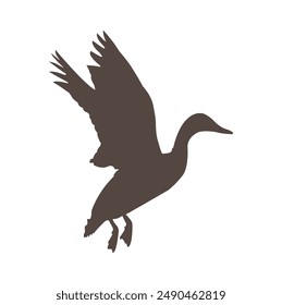 flying duck silhouette vector illustration, sticker, graphics