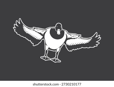 Silueta del pato volador, Ilustración vectorial del pato volador