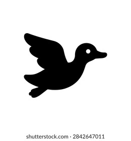 Flying Duck with Spread Wings Solid Icon