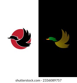 flying duck vector illustration for icon, symbol or logo. duck template logo