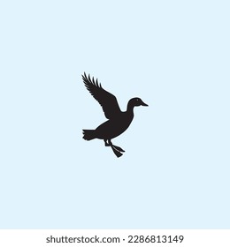 flying duck wild bird vector drawing illustration