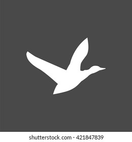 flying ducks icon, vector duck silhouette, isolated duck
