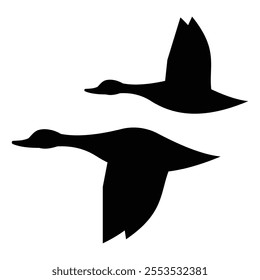 Flying Ducks Silhouette Icon for Wildlife and Nature Themes