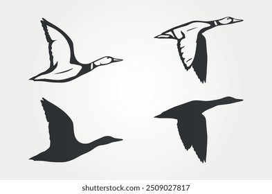 flying Ducks silhouette illustration vector art design