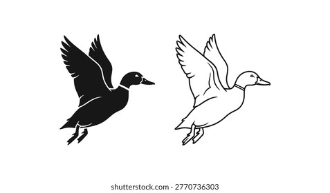 Flying Ducks Silhouettes Vector Art Design Vector