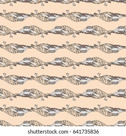 Flying Ducks vector pattern. Hand drown flying ducks. -stock vector