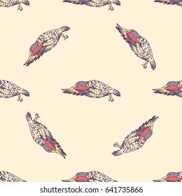 Flying Ducks vector pattern. Hand drown flying ducks. -stock vector