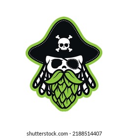 Flying Dutchman pirate with Beer Hops logo design