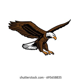 flying eagle attacking pose colored. spreading wings