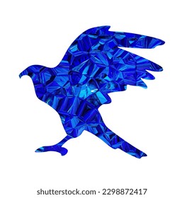 flying eagle bird blue low poly polygon logo  vector	