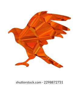 flying eagle bird golden low poly polygon logo  vector	