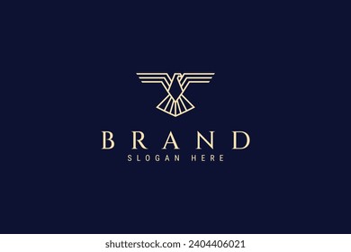 Flying Eagle Bird Hawk luxury line art illustration logo design