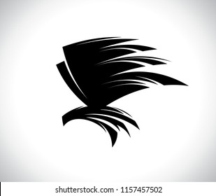 Flying eagle bird tattoo, tribal style vector illustration