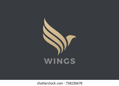 Flying Eagle Bird Wings abstract silhouette Logo design vector template. Golden Falcon Hawk luxury Logotype icon. Flying Eagle Bird Wings abstract silhouette Logo design vector template. Golden Falcon Hawk luxury Logotype icon.