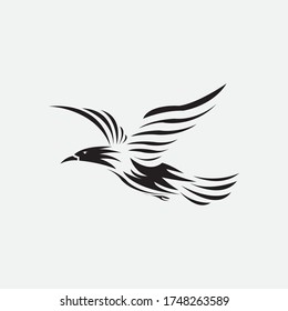 Flying eagle black illustration of vector design