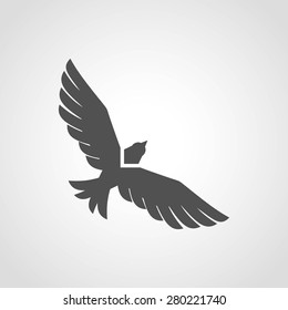 Flying eagle black silhouette flat icon isolated on white background vector illustration