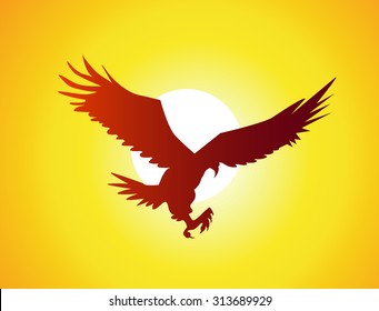 Flying eagle & Bright Sun