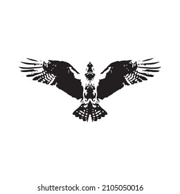 Flying eagle drawing vector illustration