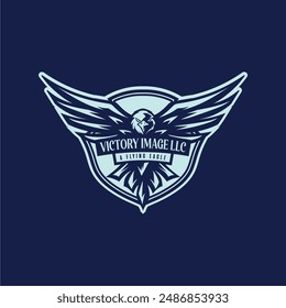 Flying Eagle Emblem with Spread Wings - Aviation and Freedom Symbol