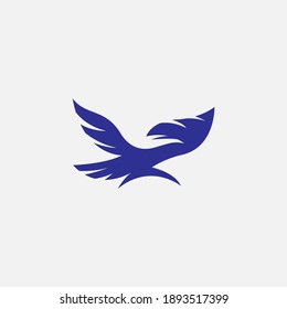 Flying Eagle Falcon Bird Wing Blue Icon Symbol Logo Vector Design