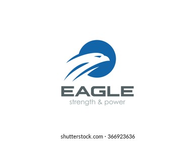 Flying Eagle Head Abstract Bird Logo circle shape design template Negative space style. 
Falcon Logotype concept Hawk Eagle Flying Bird Logo flat icon.