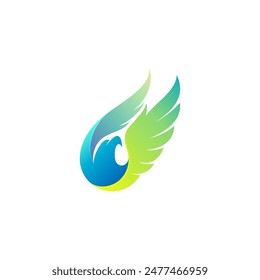 Flying Eagle Icon, Luftfahrtsymbol mit 3D farbig, blau Farbe