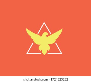 flying eagle icon illustration,colorful flat style design template isolated on red background.
