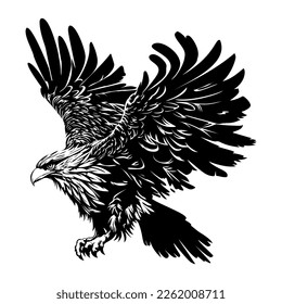 Flying eagle illustration isolated on white background. Previous illustration.