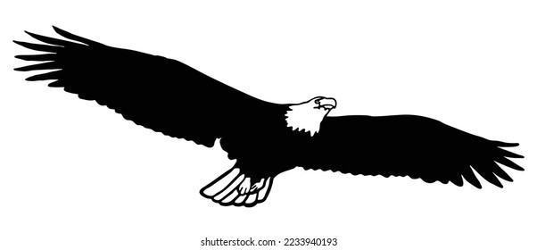 flying eagle illustration symbol. eagle with open wing  silhouette.