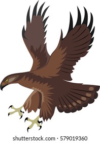 Flying eagle isolated on white.Vector illustration.