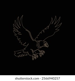 flying eagle line art vector