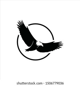 Flying Eagle Logo Bird Silhouette Vector, Wings Icon Wildlife Animal Graphic Element