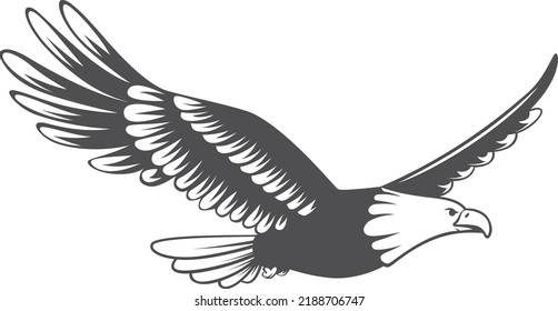 Flying eagle logo. Black power bird symbol