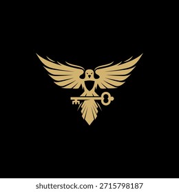 fliegender Adler Logo mit einem Schlüssel, große Macht Logo