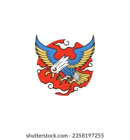 flying eagle logo with clouds