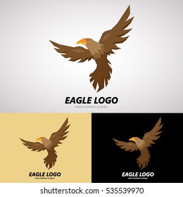 Flying Eagle Logo Design for Creative Media Business, Sport Team, Racing Team, Fitness Gym, etc. Logo Vector Template.