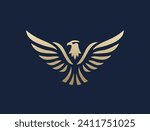 Flying eagle logo design. Vector illustration. Stylized bird logotype.