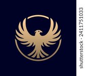 Flying eagle logo design. Vector illustration. Stylized bird logotype.