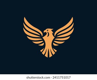 Diseño del logo del águila voladora. Ilustración vectorial. Logotipo de ave estilizada.