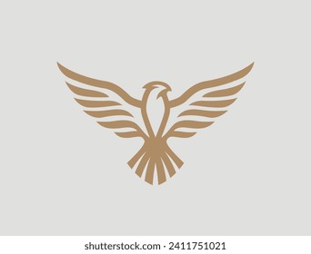 Flying eagle logo design. Vector illustration. Stylized bird logotype.